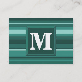 Monogram blauwgroen strepen visitekaartje