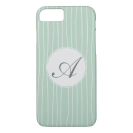 Monogram Blauwgroen Stripes Patroon iPhone 8/7 Hoesje