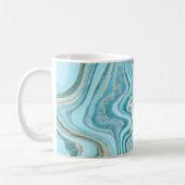 Monogram blauwgroen Tan Agate Marble Abstracte Naa Koffiemok (Links)