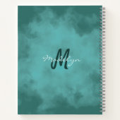 Monogram Blauwgroen Waterverf Splash Spiral Notiti Notitieboek (Achterkant)