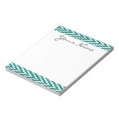 Monogram Blauwgroen White Ikat Chevron Zig Zag Pat Notitieblok (Linkerzijde)
