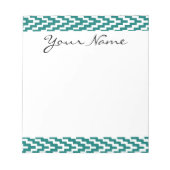 Monogram Blauwgroen White Ikat Chevron Zig Zag Pat Notitieblok (Voorkant)