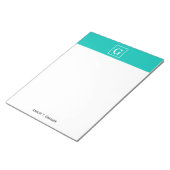 Monogram blauwgroen wit omgevormd Initiaal Notitieblok (Schuin)