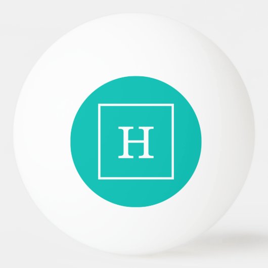 Monogram blauwgroen wit omgevormd Initiaal Pingpongbal (Voorkant)