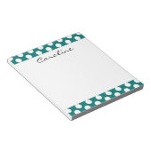 Monogram Blauwgroen Witte Cute Chic Polka Dot Patr Notitieblok (Schuin)