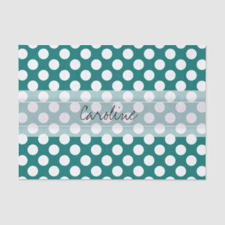 Monogram Blauwgroen Witte Cute Chic Polka Dot Patr Tissuepapier