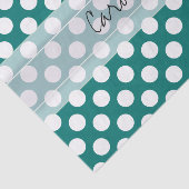 Monogram Blauwgroen Witte Cute Chic Polka Dot Patr Tissuepapier (Detail)