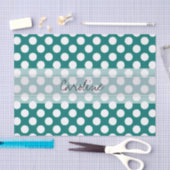 Monogram Blauwgroen Witte Cute Chic Polka Dot Patr Tissuepapier (Craft)