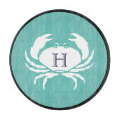 Monogram Blauwgroen witte marineblauw krab Nautica Snijplank (Voorkant)