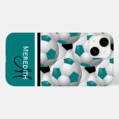 Monogram Blauwgroen zwart Voetbal Case-Mate iPhone Case (Achterkant (horizontaal))