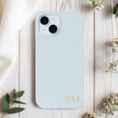 Monogram Bleek Blauw Goud Minimalistische Initiale Case-Mate iPhone Case