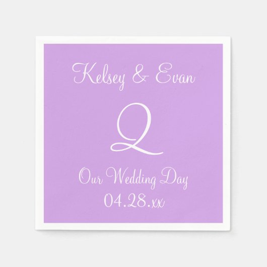 Monogram Bleek lavender Formele Volledige Kleur Na Servet (Voorkant)