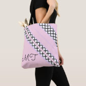 Monogram Bleek roze en lavender Stripes Tote Bag (Dichtbij)