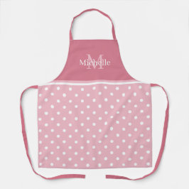 Monogram Bleek Roze en Witte Stippen Schort