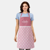 Monogram Bleek Roze en Witte Stippen Schort (Gedragen)