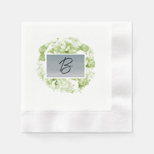 Monogram Bleekgroene Krans Papieren Servetten (Voorkant)