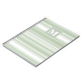 Monogram bleekgroene strepen notitieboek (Linkerzijde)