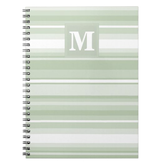 Monogram bleekgroene strepen notitieboek (Voorkant)