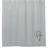 Monogram - bleke grijze vaste stof douchegordijn (Voorkant)