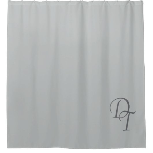 Monogram - bleke grijze vaste stof douchegordijn (Voorkant)