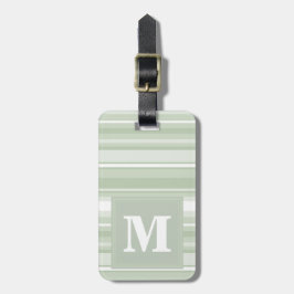 Monogram bleke groene strepen bagagelabel