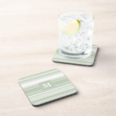 Monogram bleke groene strepen bier onderzetter (Rechterzijde)