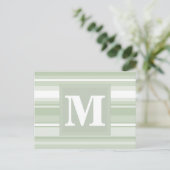 Monogram bleke groene strepen briefkaart (Staand voorkant)