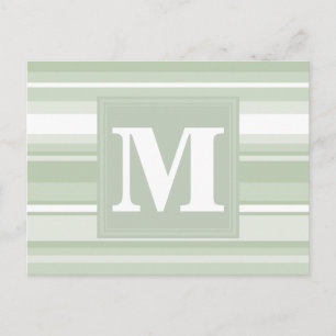 Monogram bleke groene strepen briefkaart