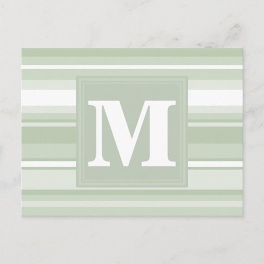 Monogram bleke groene strepen briefkaart (Voorkant)