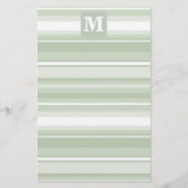 Monogram bleke groene strepen briefpapier (Voorkant)