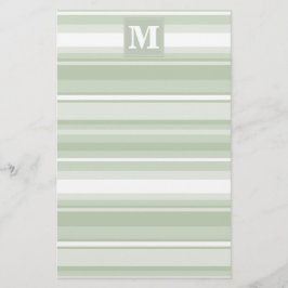 Monogram bleke groene strepen briefpapier