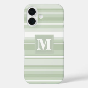 Monogram bleke groene strepen iPhone 16 hoesje
