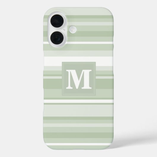 Monogram bleke groene strepen Case-Mate iPhone case (Achterkant)