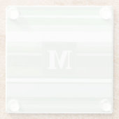 Monogram bleke groene strepen glazen onderzetter (Achterkant)