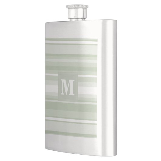 Monogram bleke groene strepen heupfles (Links)