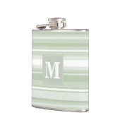 Monogram bleke groene strepen heupfles (Links)