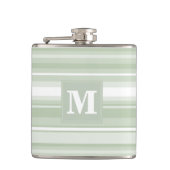 Monogram bleke groene strepen heupfles (Voorkant)