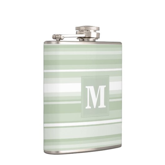 Monogram bleke groene strepen heupfles (Rechts)