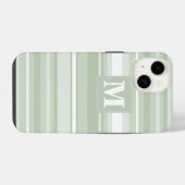 Monogram bleke groene strepen iPhone hoesje (Achterkant horizontaal)