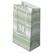 Monogram bleke groene strepen klein cadeauzakje (Achterkant Gekanteld)
