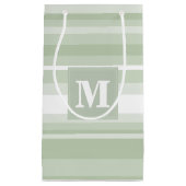 Monogram bleke groene strepen klein cadeauzakje (Voorkant)