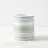 Monogram bleke groene strepen koffiemok (Center)