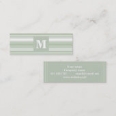 Monogram bleke groene strepen mini visitekaartje (Voorkant / Achterkant)