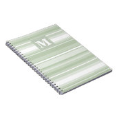 Monogram bleke groene strepen notitieboek (Rechterzijde)