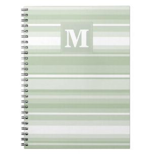 Monogram bleke groene strepen notitieboek