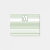 Monogram bleke groene strepen post-it® notes (Voorkant)