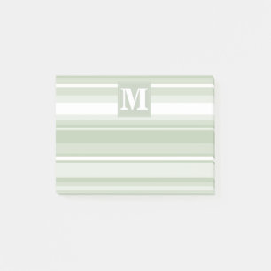 Monogram bleke groene strepen post-it® notes