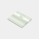 Monogram bleke groene strepen post-it® notes (Schuin)