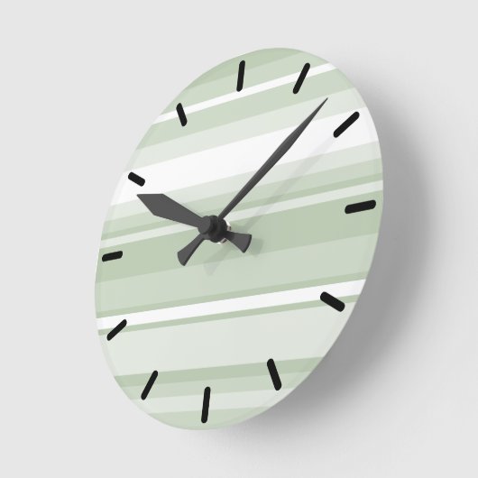 Monogram bleke groene strepen ronde klok (Hoek)