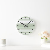 Monogram bleke groene strepen ronde klok (Huis)